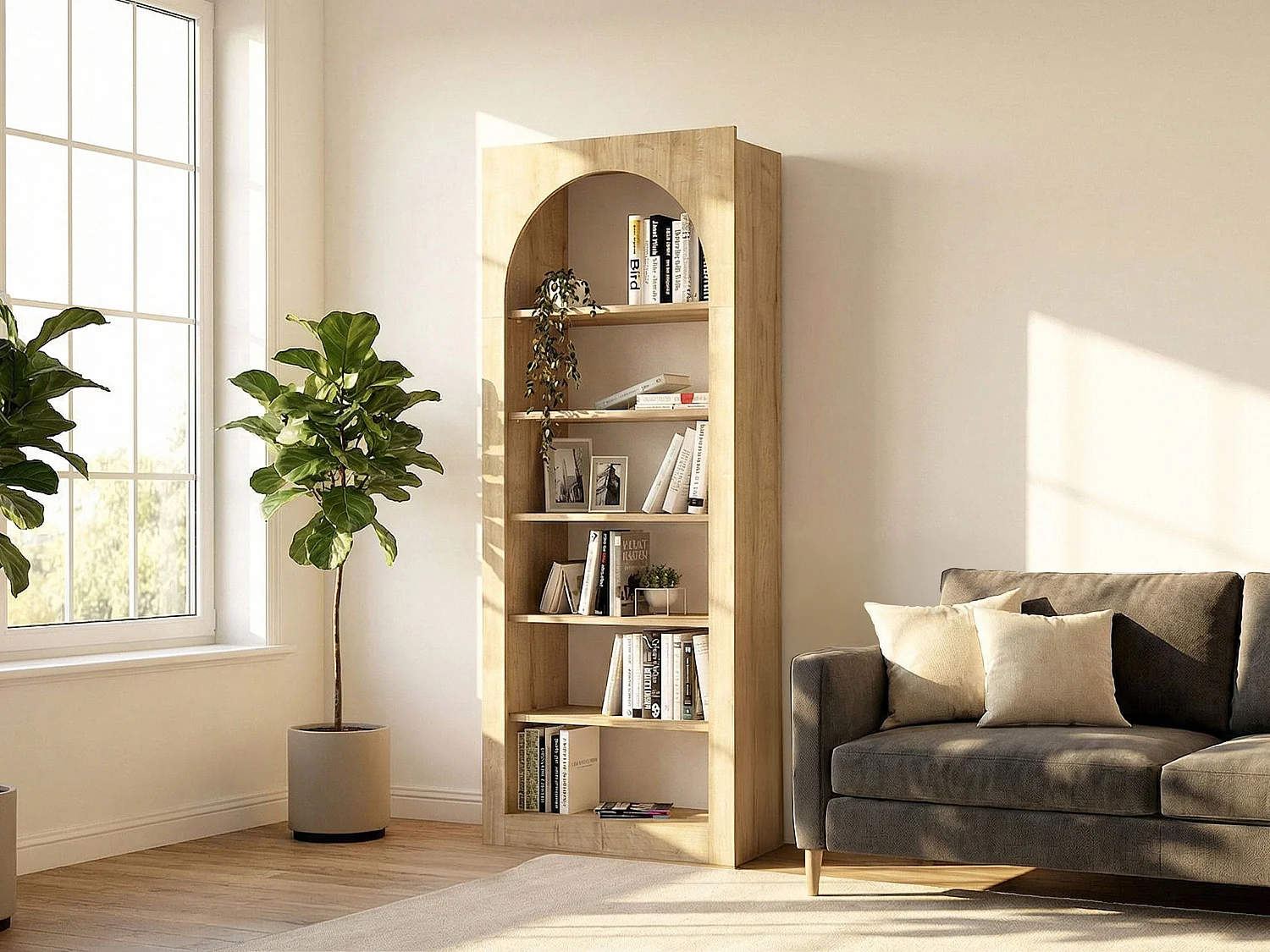 Regał z 6 wnękami – Jasny naturalny – CYMORA 4810477