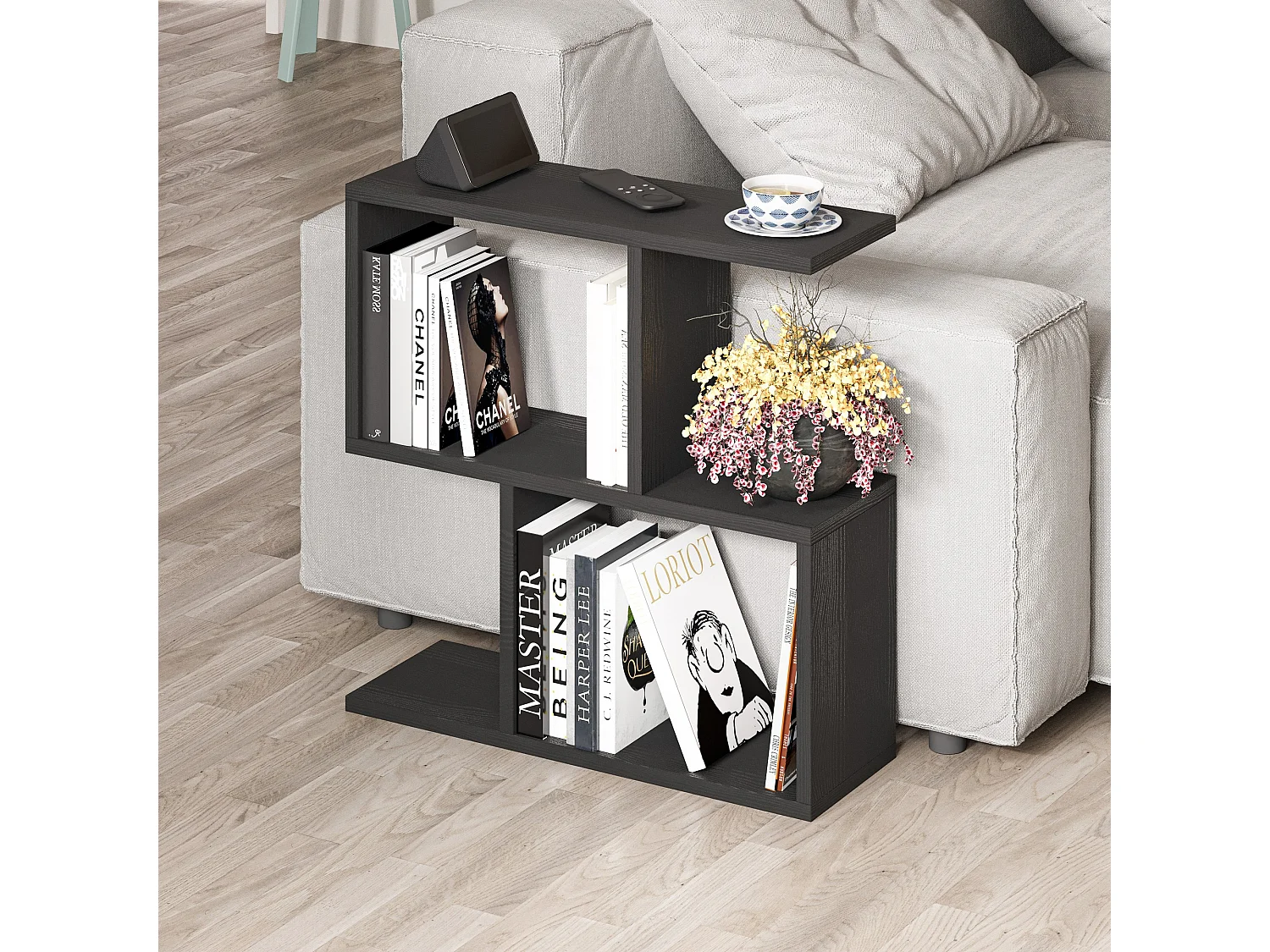 Drewniany stolik kawowy "Homemania" - 60 x 20 x 60 cm - Czarne drewno 4822937 - obrazek 1
