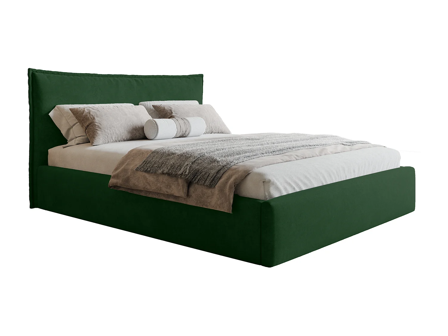 Łóżko z pojemnikiem 140x200 Zenito Slim - stelaż drewniany, zagłowie-poduszka - zielony (Amor Velvet 4311) 4869692 - obrazek 1