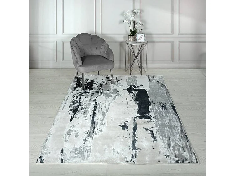 Dywan abstrakcyjny - 120x170cm - Srebrny, kremowy, biały, szary - Aurora Glacier 4344345 - obrazek 1