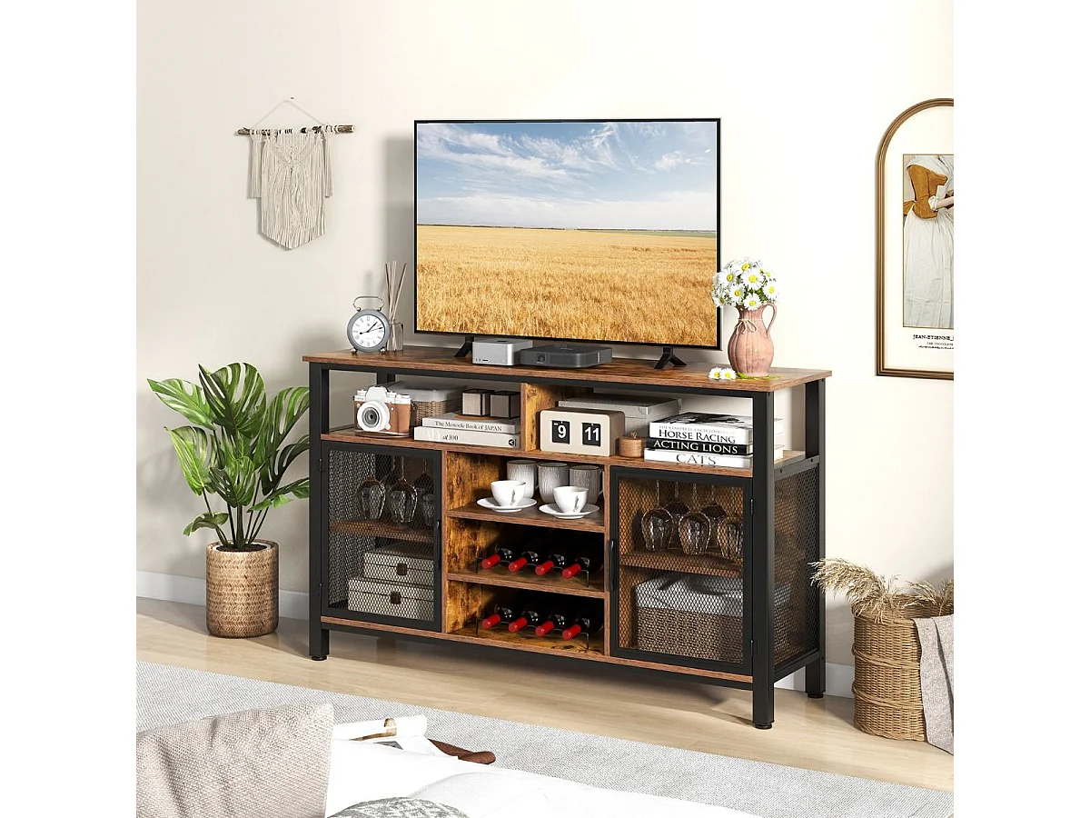 Drewniany kredens w stylu industrialnym Regał 140 x 40 x 82,5 cm 3356286 - obrazek 1