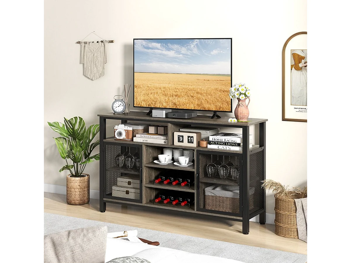 Drewniany kredens w stylu industrialnym Regał 140 x 40 x 82,5 cm 3356297 - obrazek 1