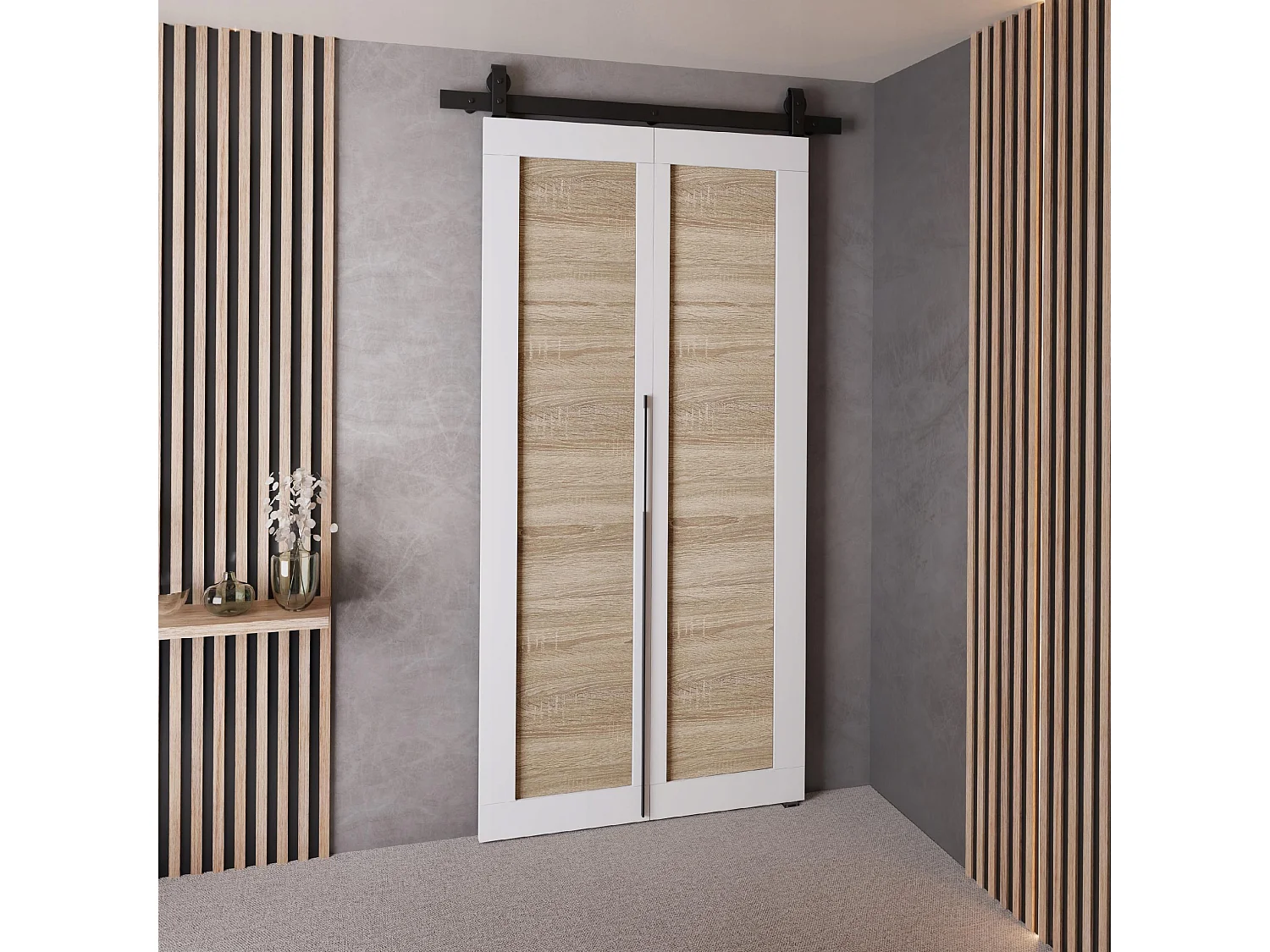 Drzwi Przesuwne QUDIO M1 Biały + Dąb Sonoma 80 4879945 - obrazek 1