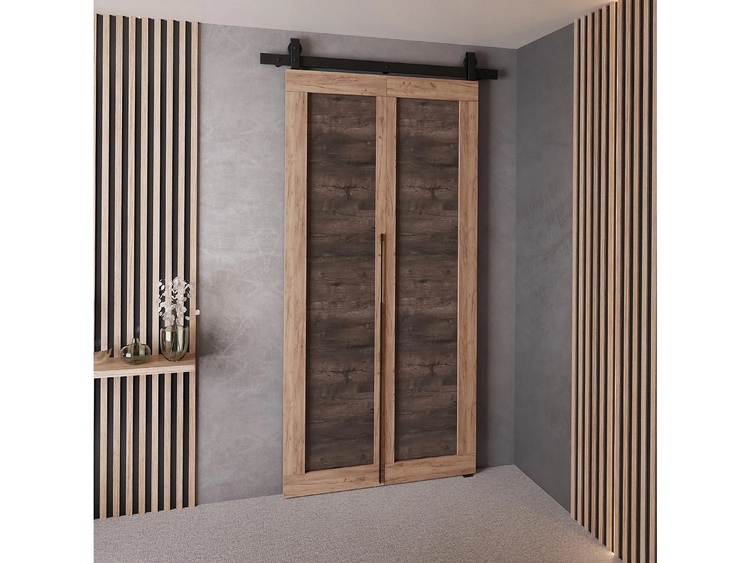 Drzwi Przesuwne QUDIO M1 Dąb Craft Złoty + Jesion Ciemny 80 4879978 - obrazek 1