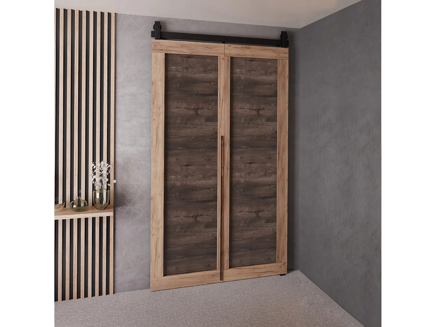 Drzwi Przesuwne QUDIO M1 Dąb Craft Złoty + Jesion Ciemny 100 4880029 - obrazek 1