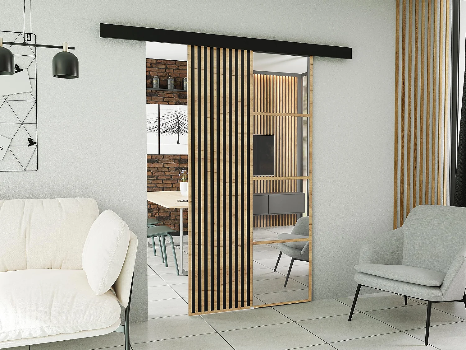 Drzwi przesuwne z maskownicą MOLI 100 dąb craft złoty 4880051 - obrazek 1