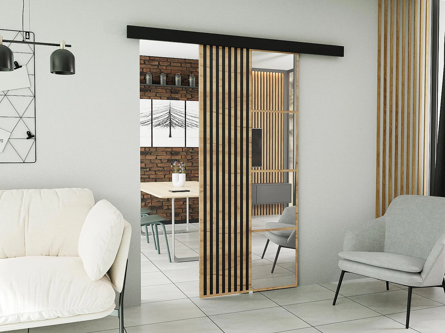 Drzwi przesuwne z maskownicą MOLI 90 dąb craft złoty 4880064 - obrazek 1