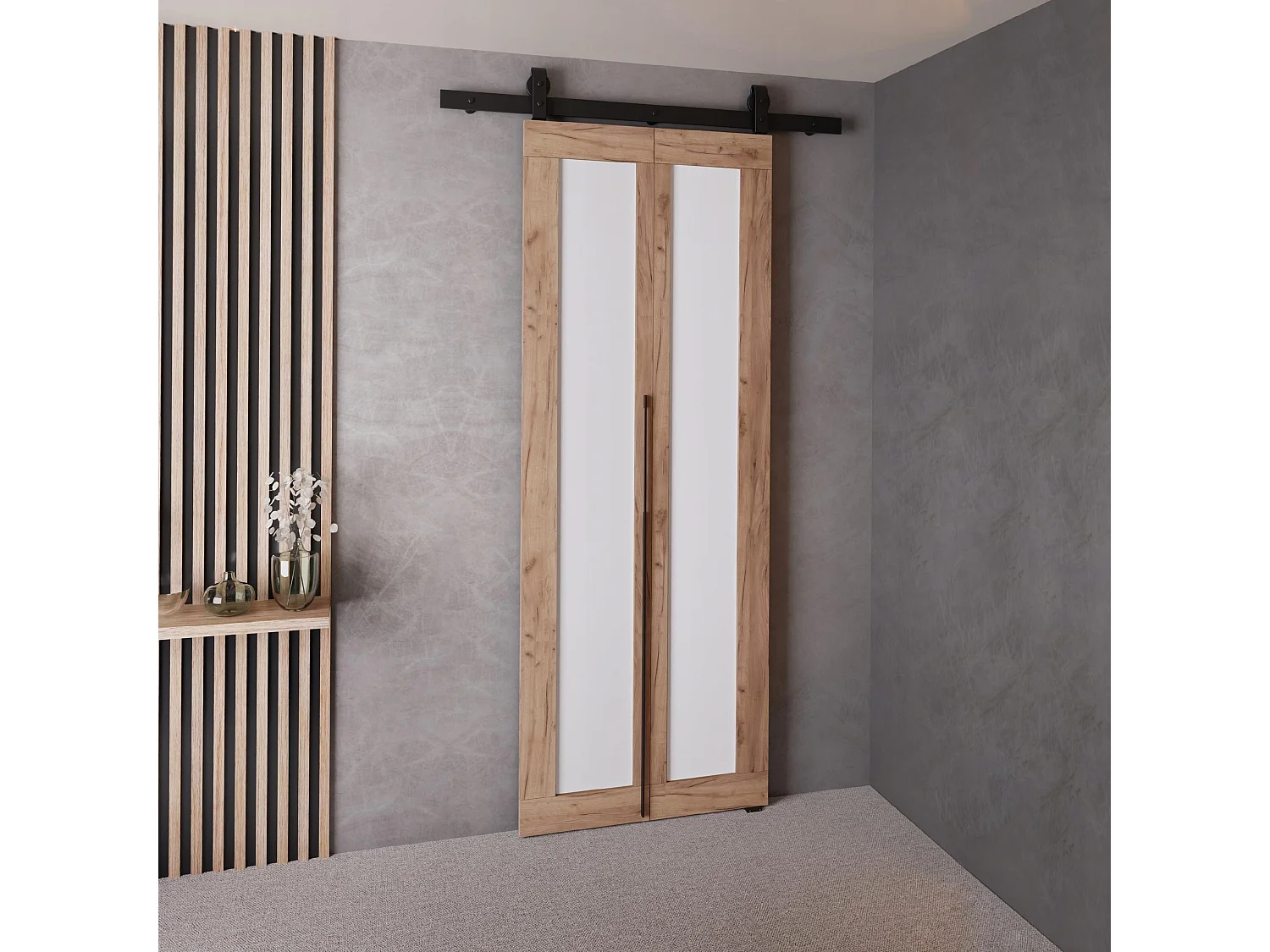 Drzwi Przesuwne QUDIO M1 Dąb Craft Złoty + Biały 60 4880073 - obrazek 1