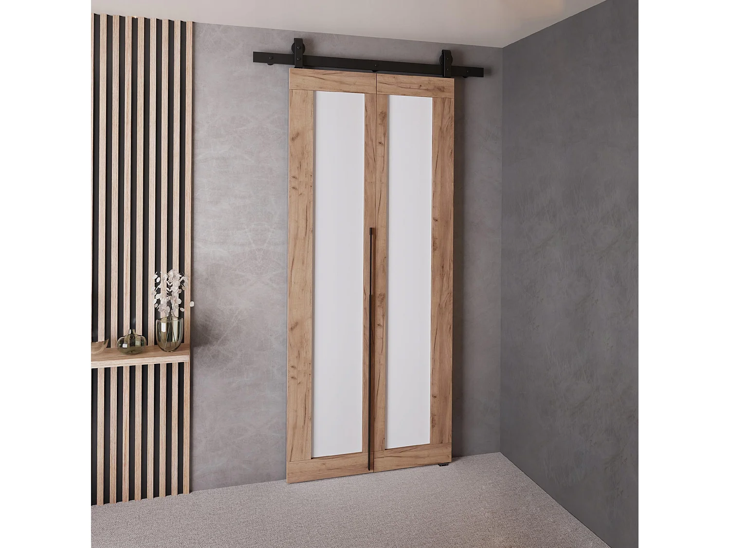 Drzwi Przesuwne QUDIO M1 Dąb Craft Złoty + Biały 70 4880096 - obrazek 1