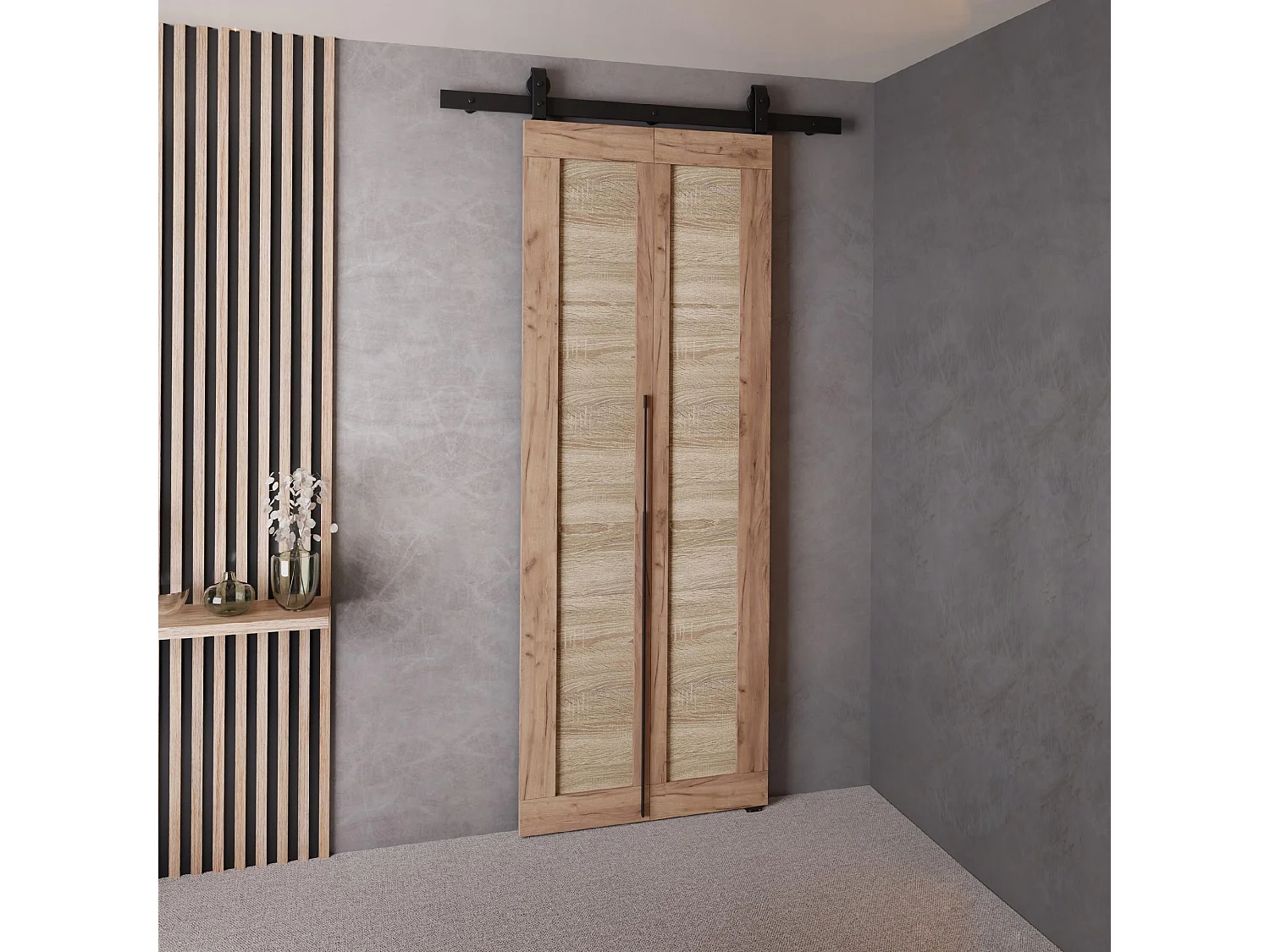 Drzwi Przesuwne QUDIO M1 Dąb Craft Złoty + Dąb Sonoma 60 4880107 - obrazek 1
