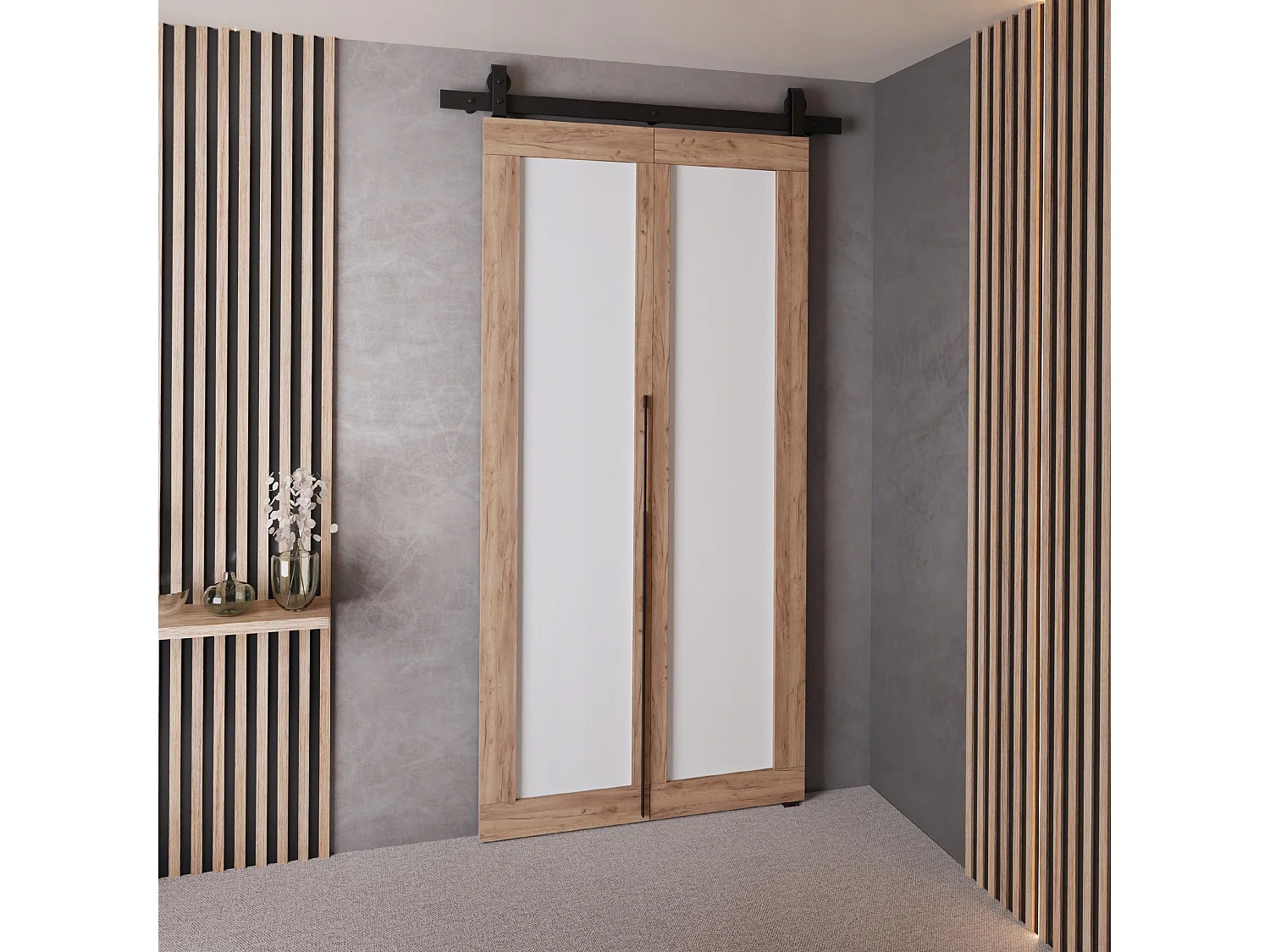 Drzwi Przesuwne QUDIO M1 Dąb Craft Złoty + Biały 80 4880247 - obrazek 1