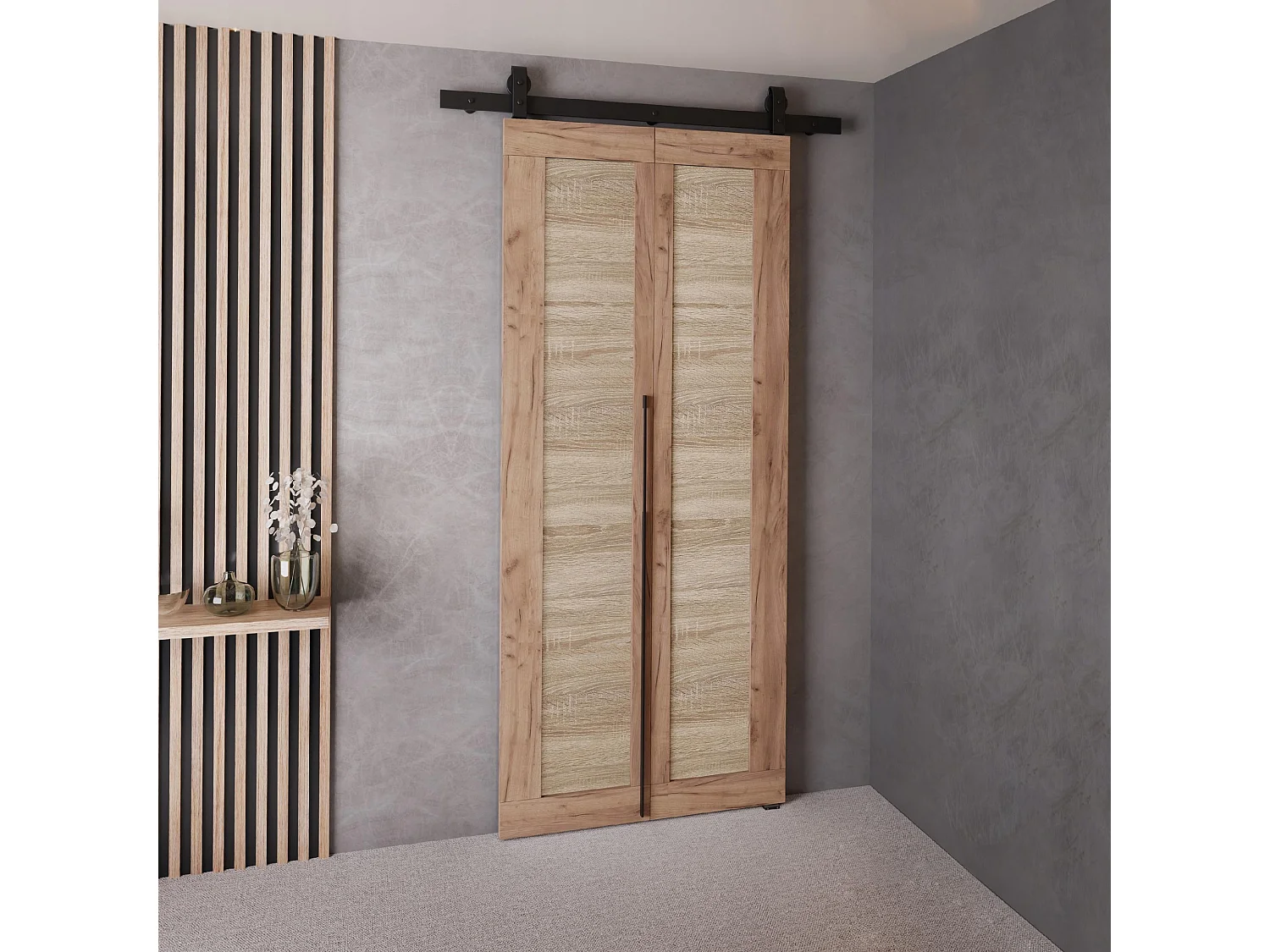 Drzwi Przesuwne QUDIO M1 Dąb Craft Złoty + Dąb Sonoma 70 4880276 - obrazek 1