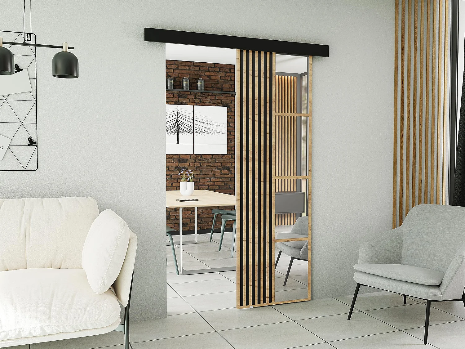 Drzwi przesuwne z maskownicą MOLI 60 dąb craft złoty 4880366 - obrazek 1