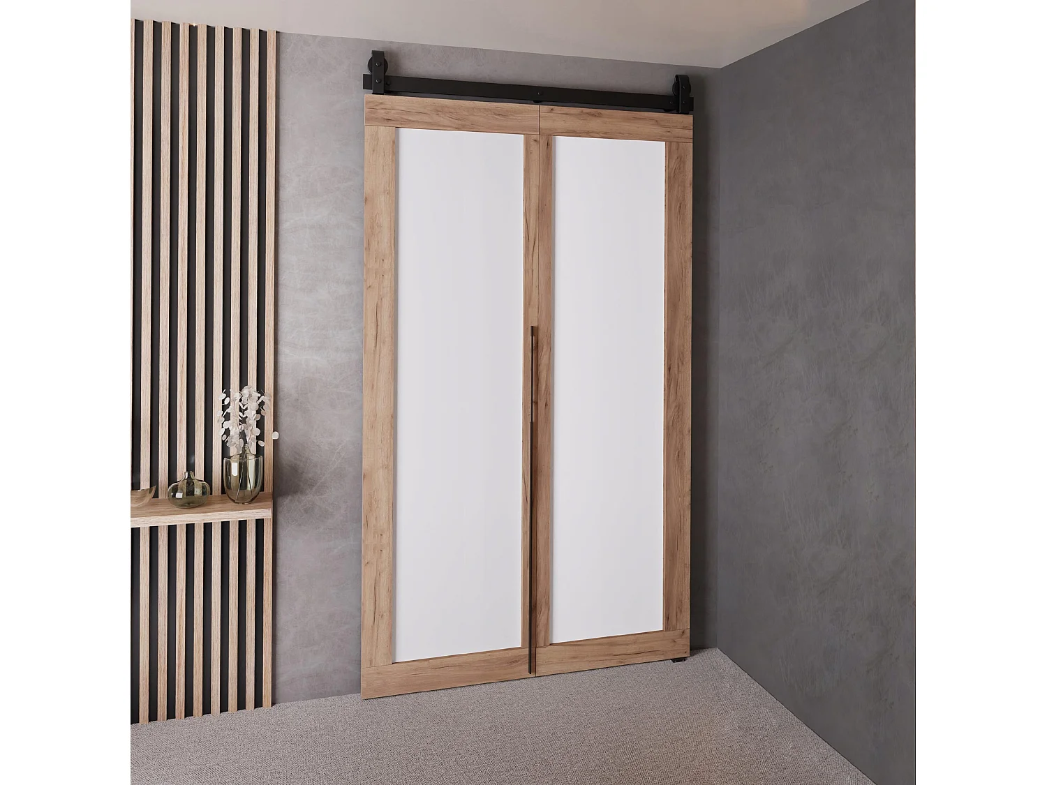 Drzwi Przesuwne QUDIO M1 Dąb Craft Złoty + Biały 100 4880397 - obrazek 1