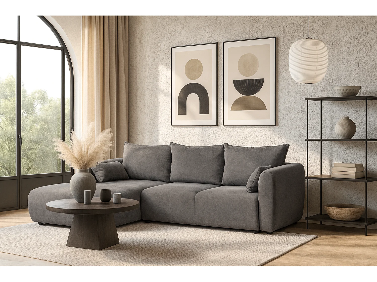 DALLAS – narożnik rozkładany lewy 255x165 cm, Raven 7 szary 4756810 - obrazek 1
