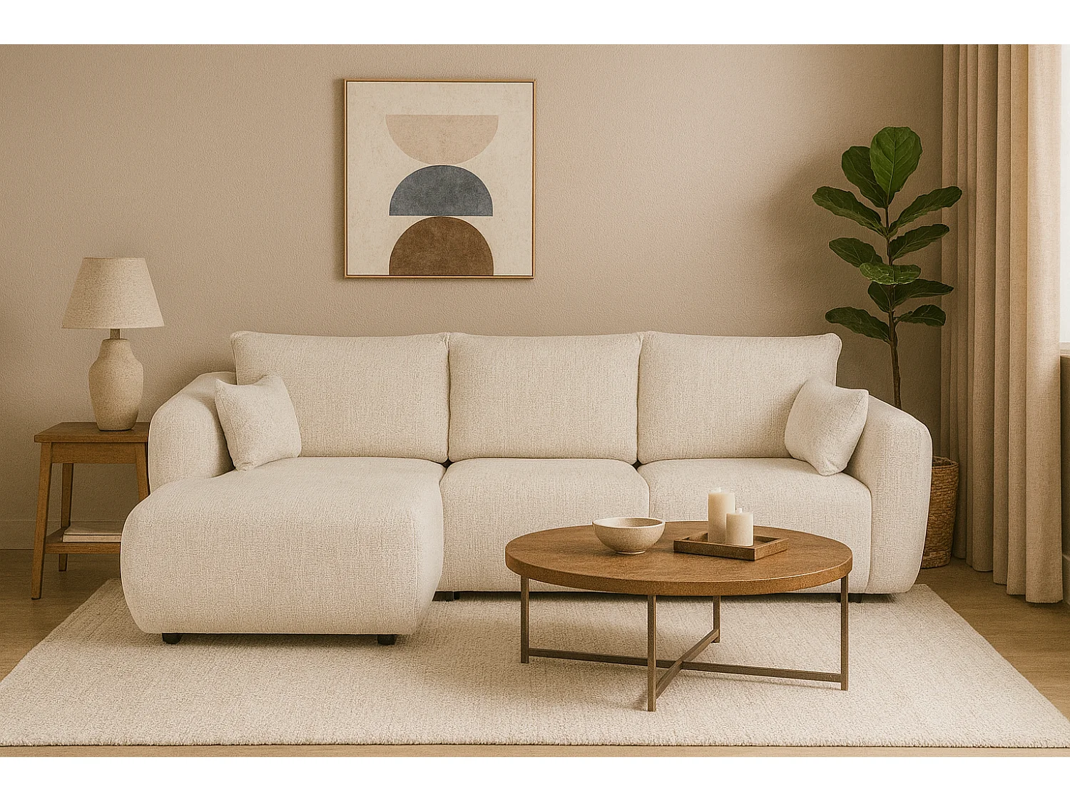 DALLAS – narożnik rozkładany lewy 255x165 cm, Bello 5 kremowa 4756823 - obrazek 1