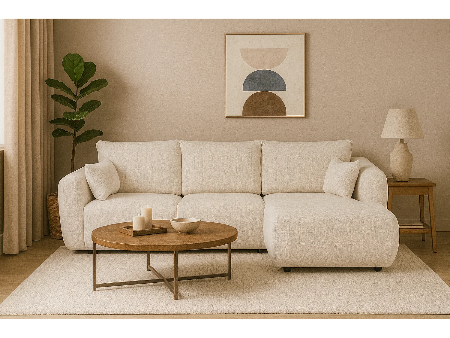 DALLAS – narożnik rozkładany prawy 255x165 cm, Bello 5 kremowa 4756820 - obrazek 1