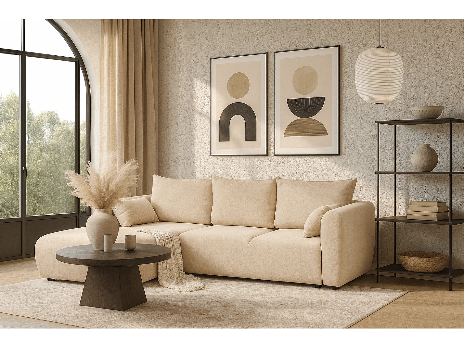 DALLAS – narożnik rozkładany lewy 255x165 cm, Raven 24 kremowa 4756817 - obrazek 1