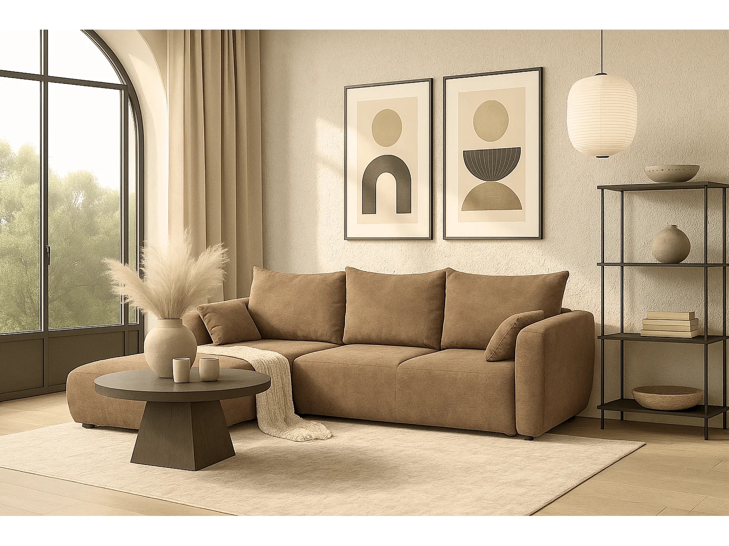 DALLAS – narożnik rozkładany lewy 255x165 cm, Raven 34 jasno brązowa 4756821 - obrazek 1