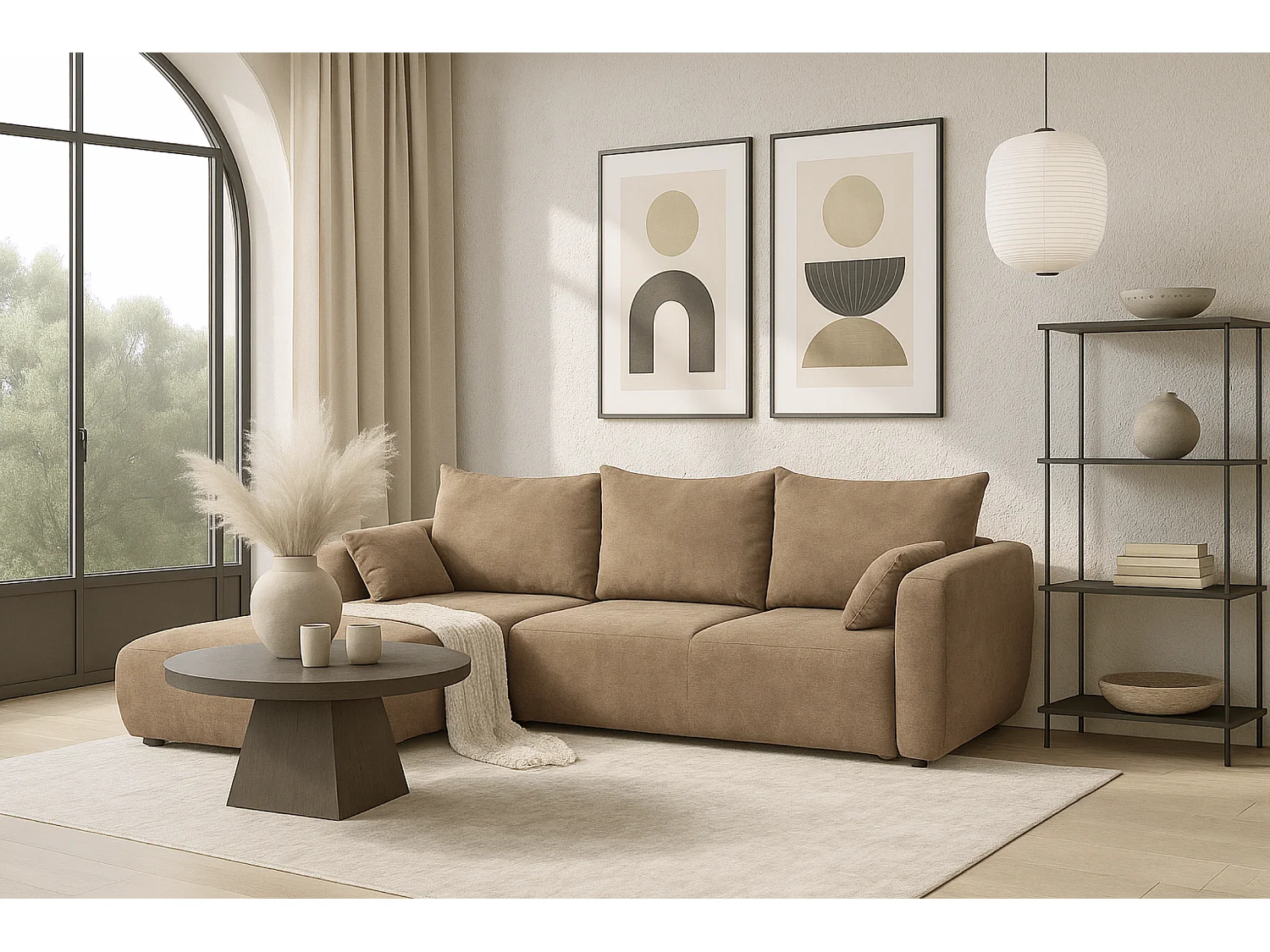 DALLAS – narożnik rozkładany lewy 255x165 cm, Raven 30 beżowa 4756818 - obrazek 1