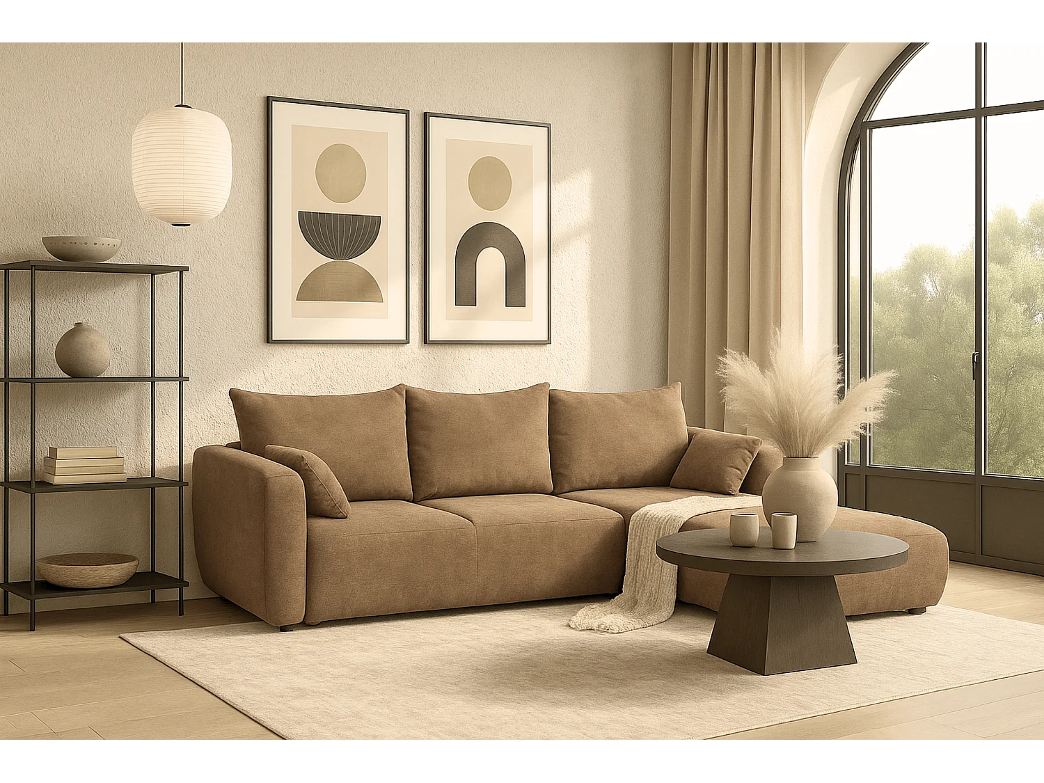 DALLAS – narożnik rozkładany prawy 255x165 cm, Raven 34 jasno brązowa 4756813 - obrazek 1
