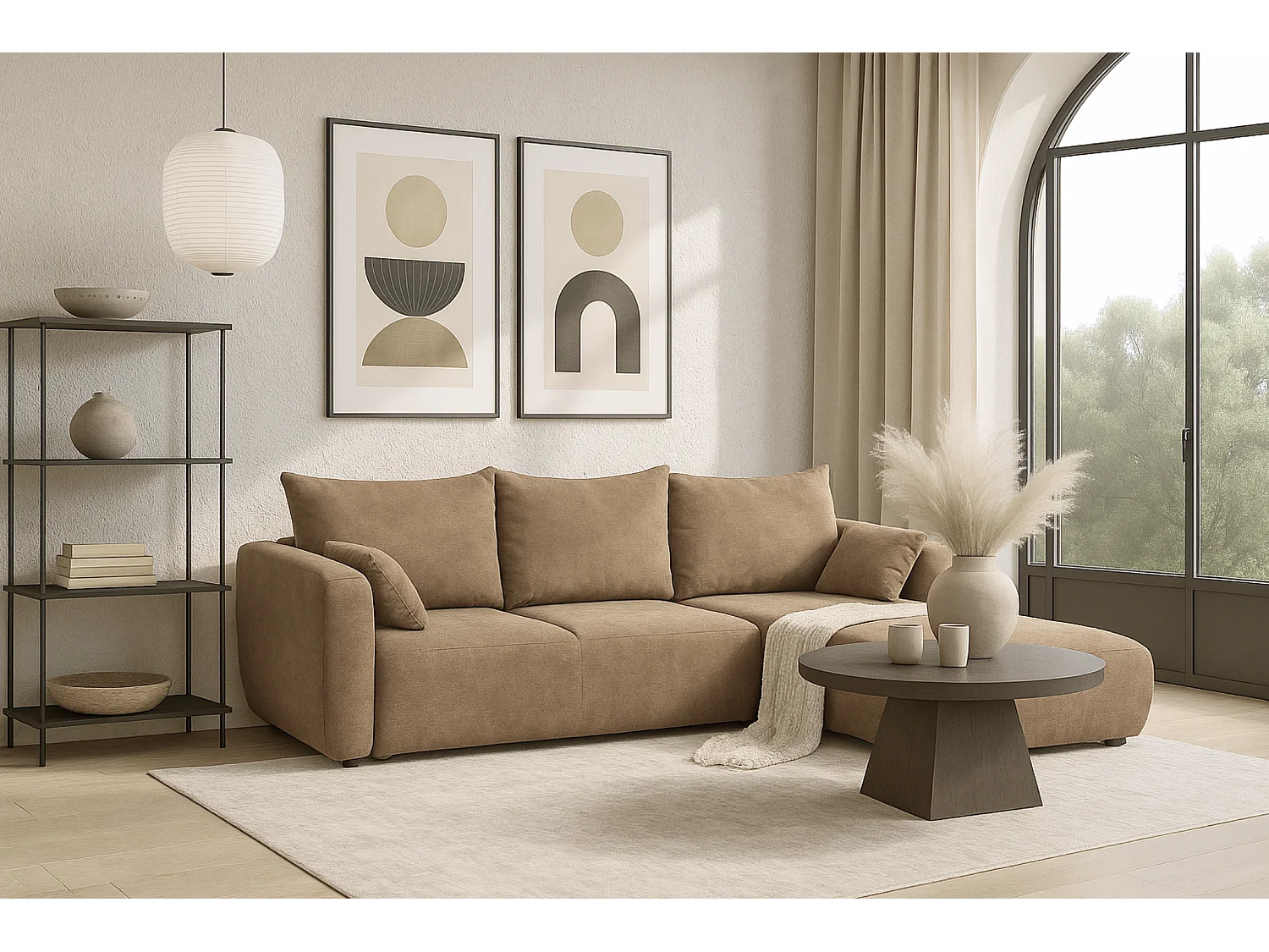 DALLAS – narożnik rozkładany prawy 255x165 cm, Raven 30 beżowa 4756815 - obrazek 1