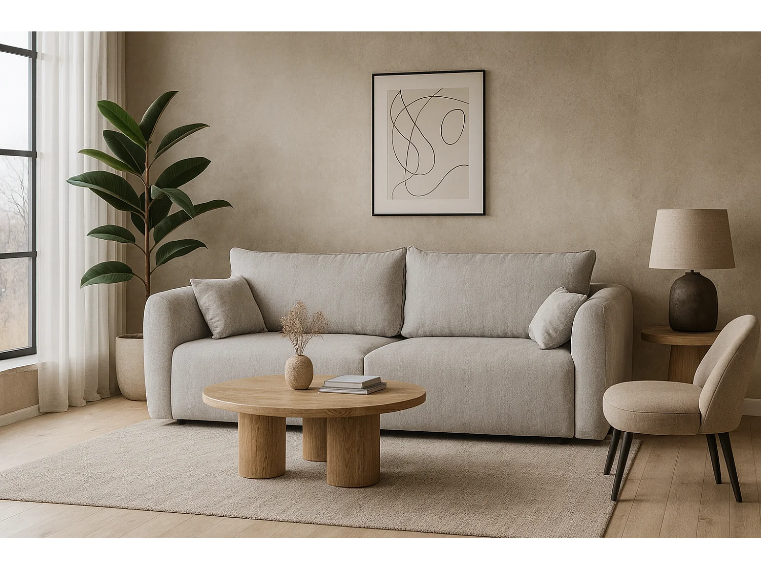 DALLAS – sofa 3-osobowa z funkcją spania 140x196 cm, tkanina Raven 06 jasnoszary 4756819 - obrazek 1