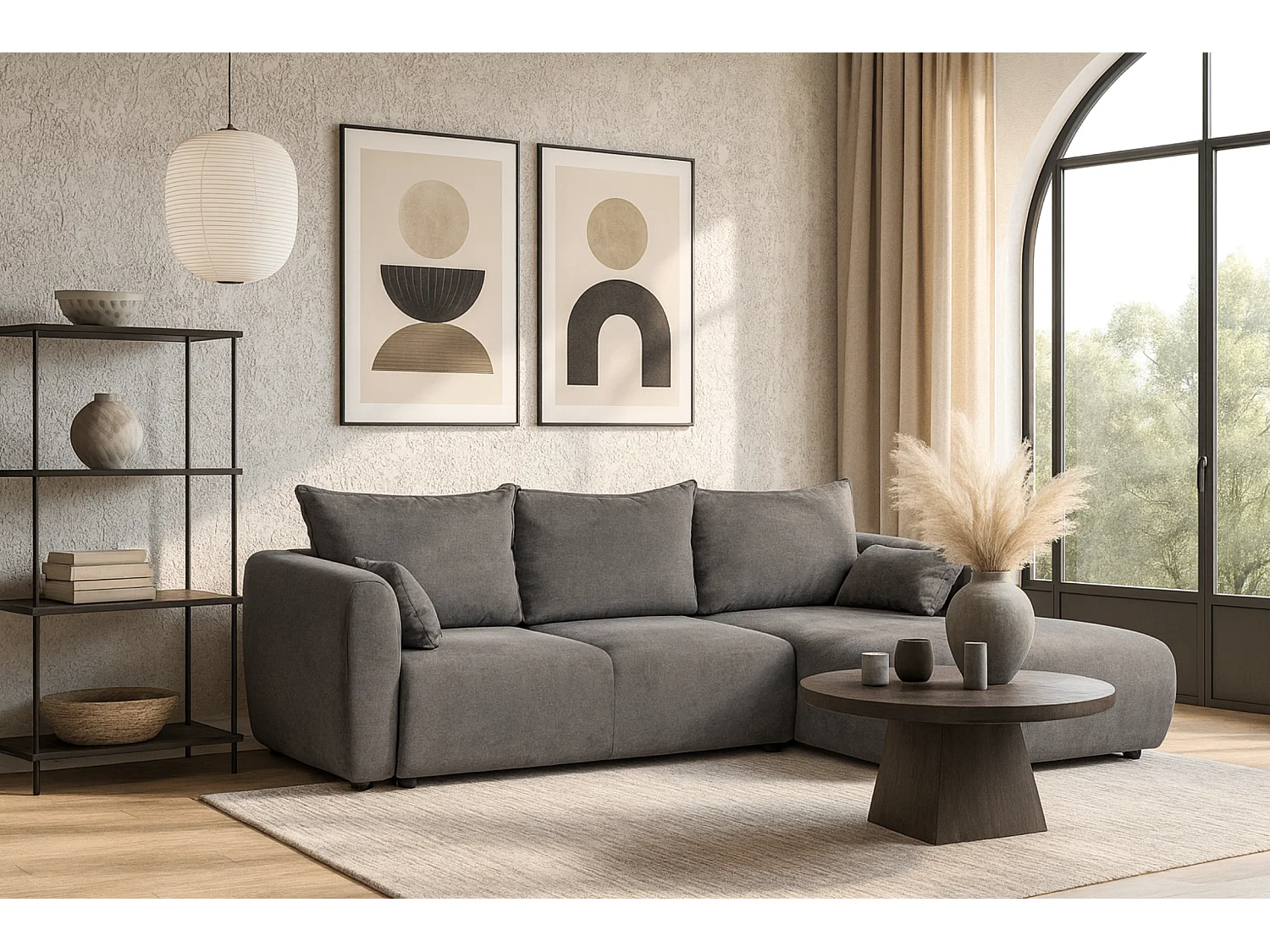 DALLAS – narożnik rozkładany prawy 255x165 cm, Raven 7 szary 4756816 - obrazek 1