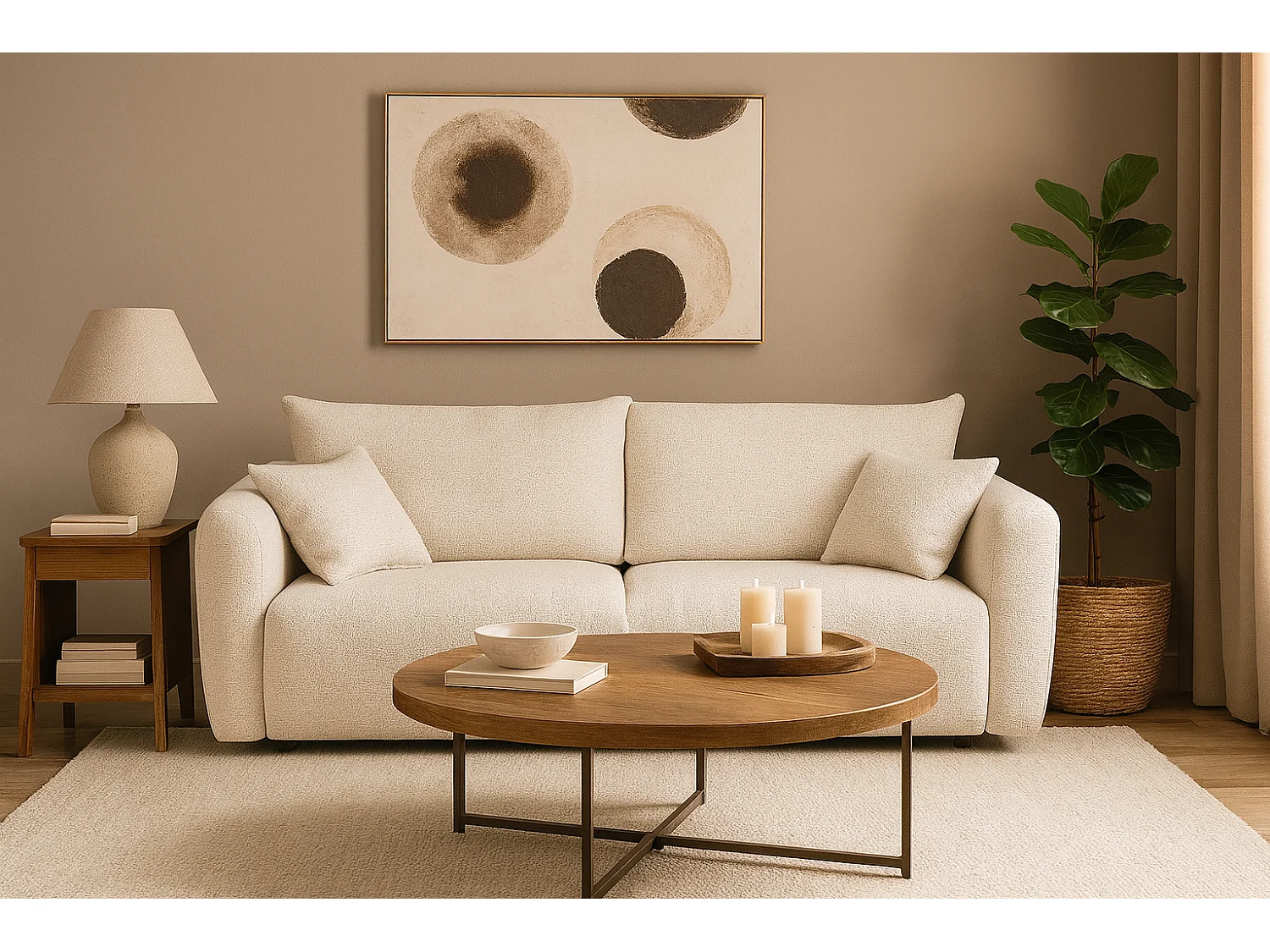 DALLAS – sofa 3-osobowa z funkcją spania 140x196 cm, tkanina Bello 5 kremowa 4756825 - obrazek 1