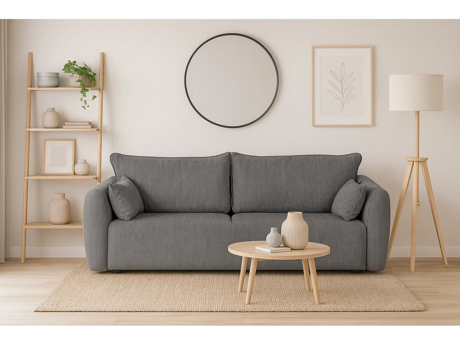 DALLAS – sofa 3-osobowa z funkcją spania 140x196 cm, tkanina Raven 7 szary 4756809 - obrazek 1