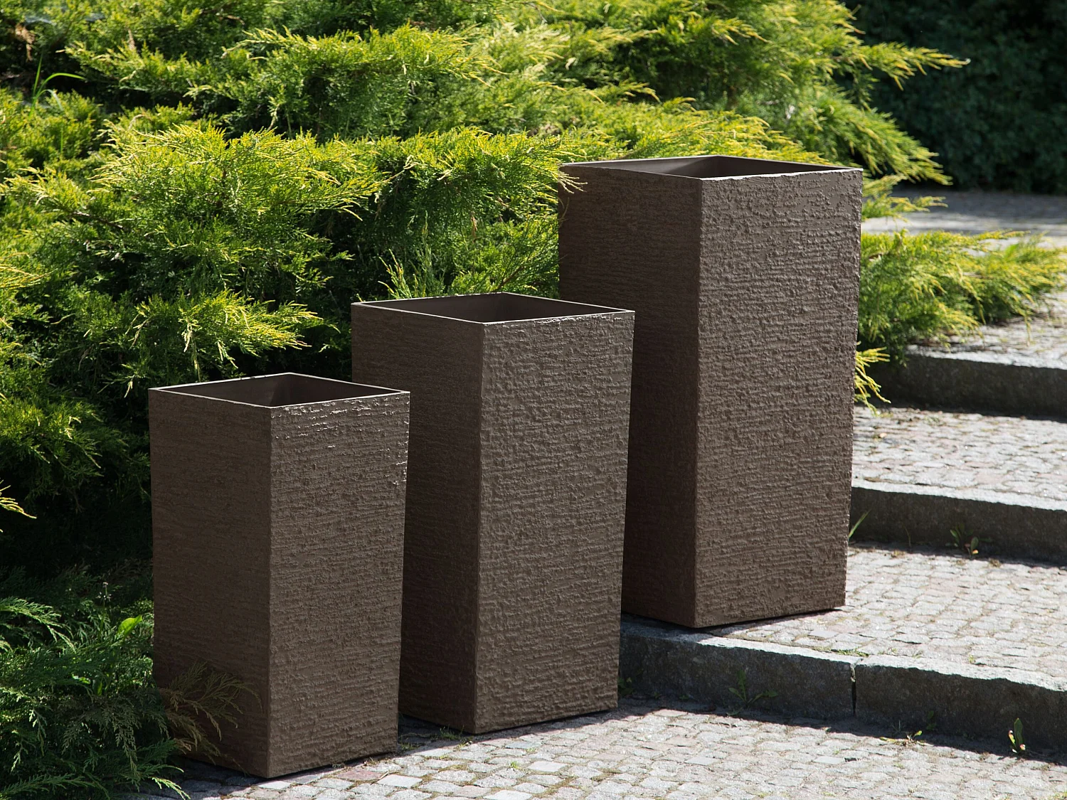 Doniczka GAZA Kamień 30 cm Ciemnobrązowy 152219 - obrazek 1