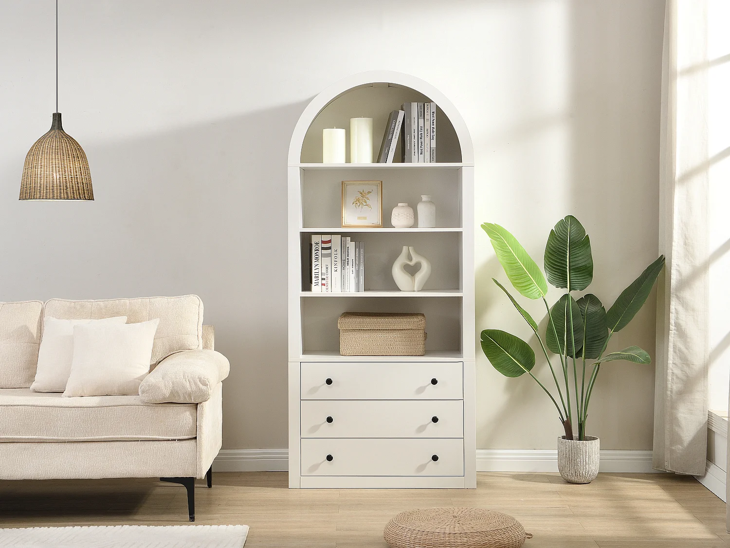 Regał z 3 szufladami i 4 wnękami z MDF – Biały – MARALYN 4794138