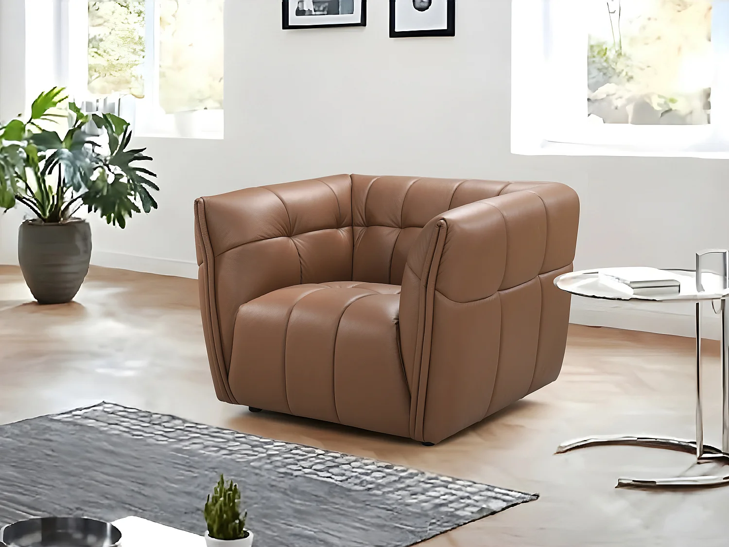 Fotel ze skóry w kolorze camel DUGORI 4765224 - obrazek 1