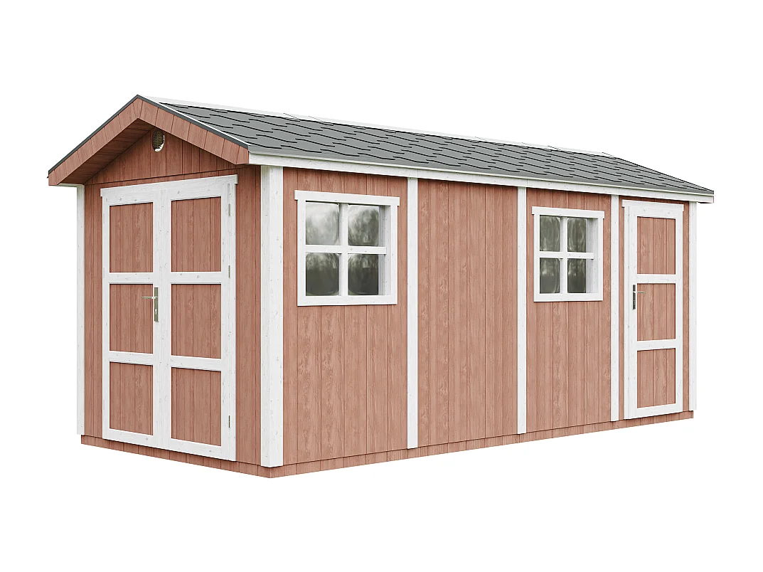 Domek ogrodowy najwyższej jakości - 11,47 m² - H252x250x530 cm - z podłogą i gonty bitumiczne - M915C-REDWOOD RED 4920761 - obrazek 1