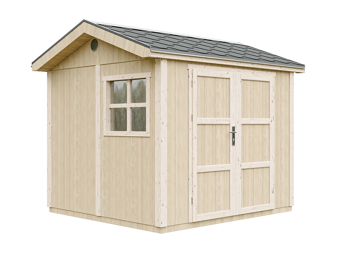 Domek ogrodowy najwyższej jakości - 5,9 m² - H252x250x294 cm - z podłogą i gonty bitumiczne - M913A 4920762 - obrazek 1
