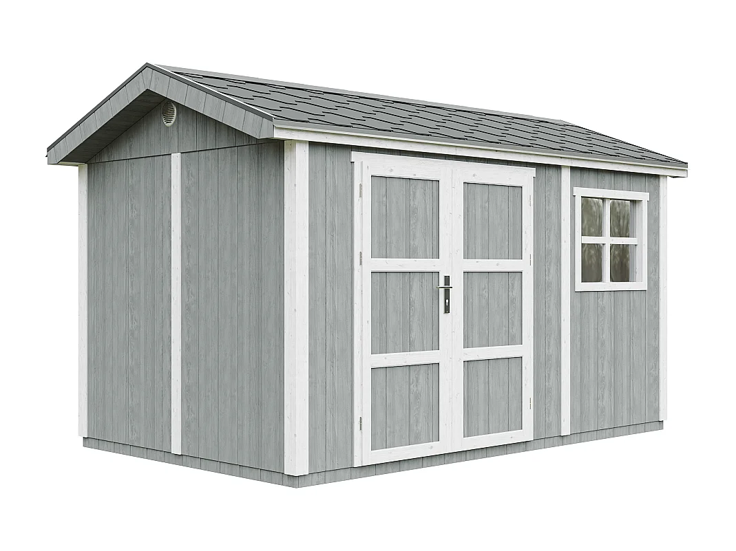 Domek ogrodowy najwyższej jakości - 8,68 m² - H252x250x412 cm - z podłogą i gonty bitumiczne - M914A-CAVERN STEEL 4920764 - obrazek 1