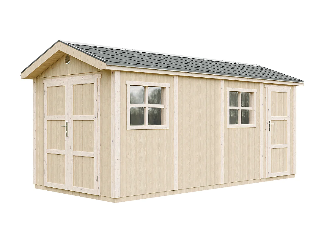 Domek ogrodowy najwyższej jakości - 8.52 + 2.95 m² - H252x250x530 cm - z podłogą i gonty bitumiczne - M915C 4920778 - obrazek 1
