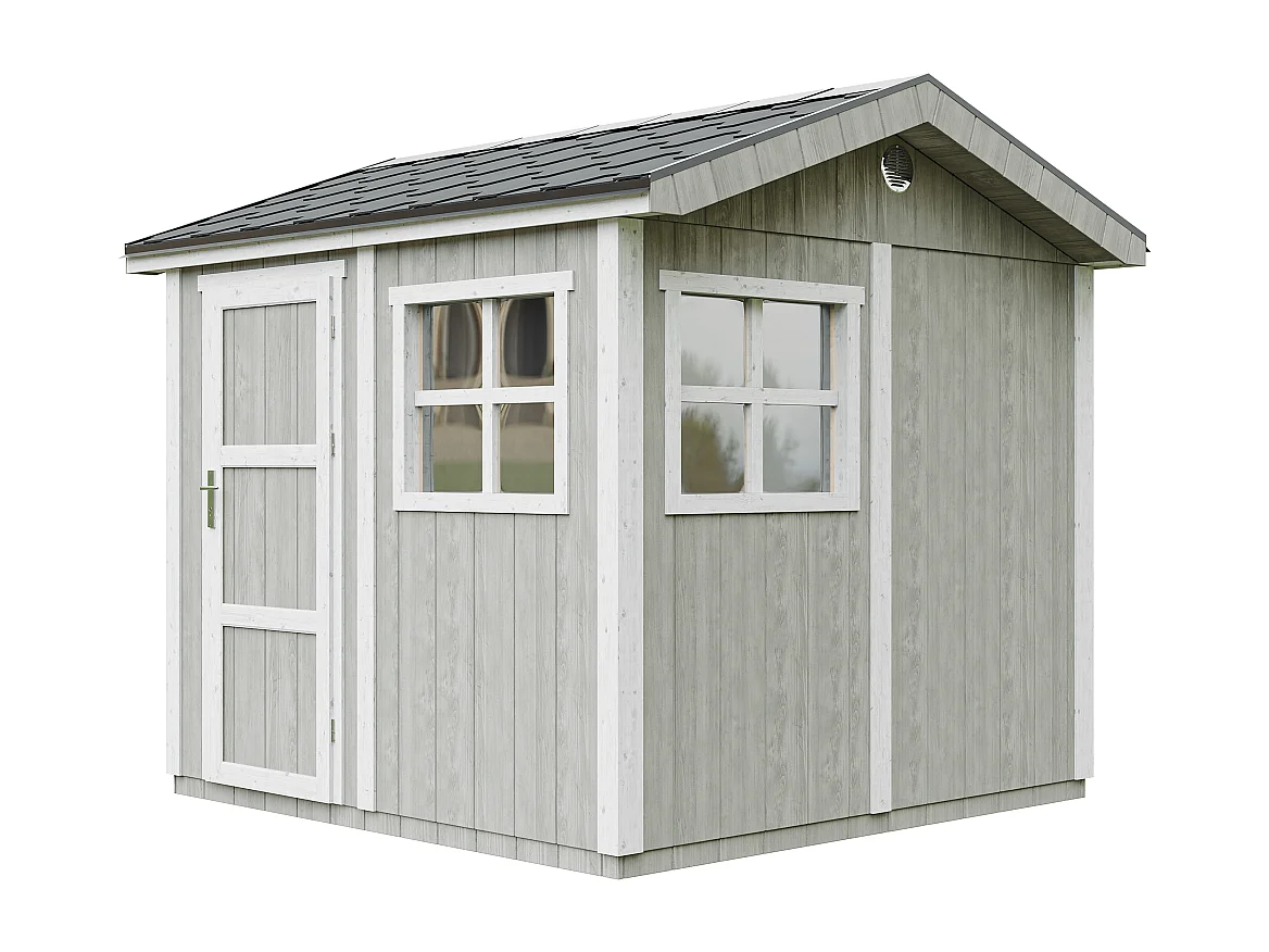 Domek ogrodowy najwyższej jakości - 5,9 m² - H252x250x294 cm - z podłogą i gonty bitumiczne - M913-TUNDRA GREY 4920784 - obrazek 1