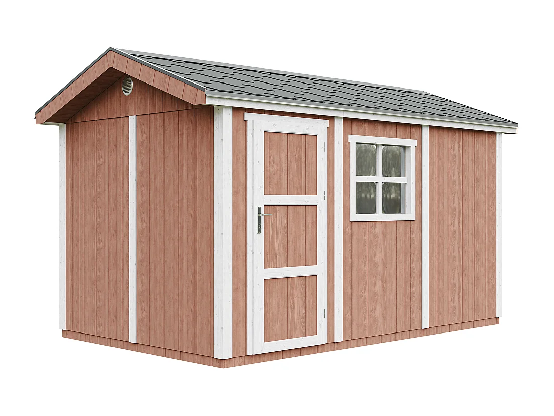 Domek ogrodowy najwyższej jakości - 8,68 m² - H252x250x412 cm - z podłogą i gonty bitumiczne - M914-REDWOOD RED 4920786 - obrazek 1
