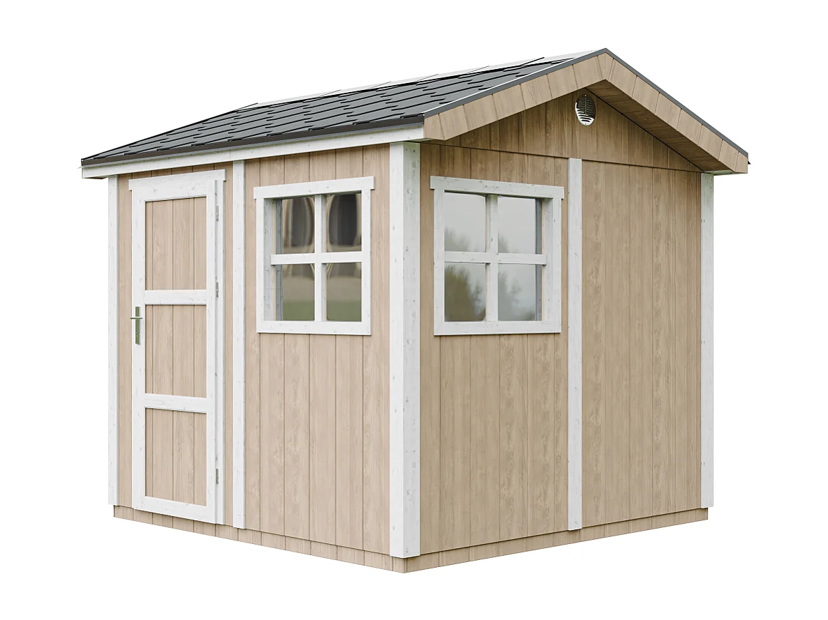Domek ogrodowy najwyższej jakości - 5,9 m² - H252x250x294 cm - z podłogą i gonty bitumiczne - M913-TERRA BROWN 4920794 - obrazek 1
