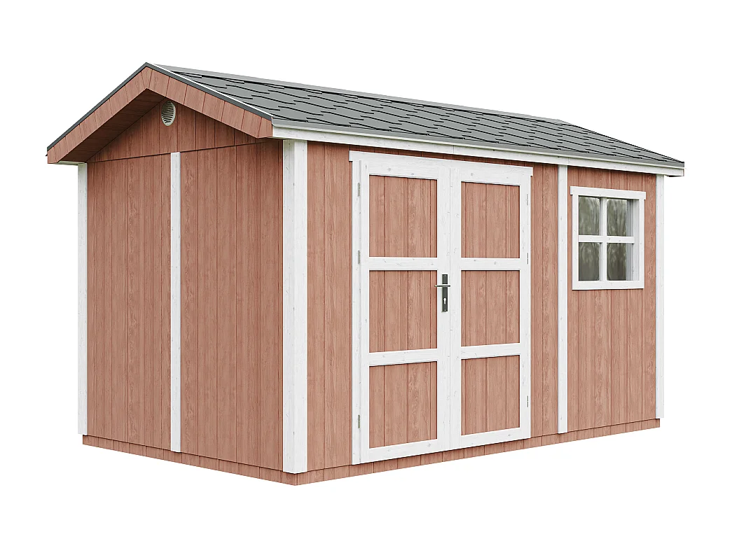 Domek ogrodowy najwyższej jakości - 8,68 m² - H252x250x412 cm - z podłogą i gonty bitumiczne - M914A-REDWOOD RED 4920809 - obrazek 1