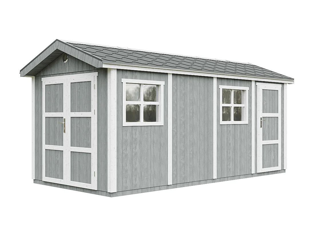 Domek ogrodowy najwyższej jakości - 11,47 m² - H252x250x530 cm - z podłogą i gonty bitumiczne - M915C-CAVERN STEEL 4920810 - obrazek 1