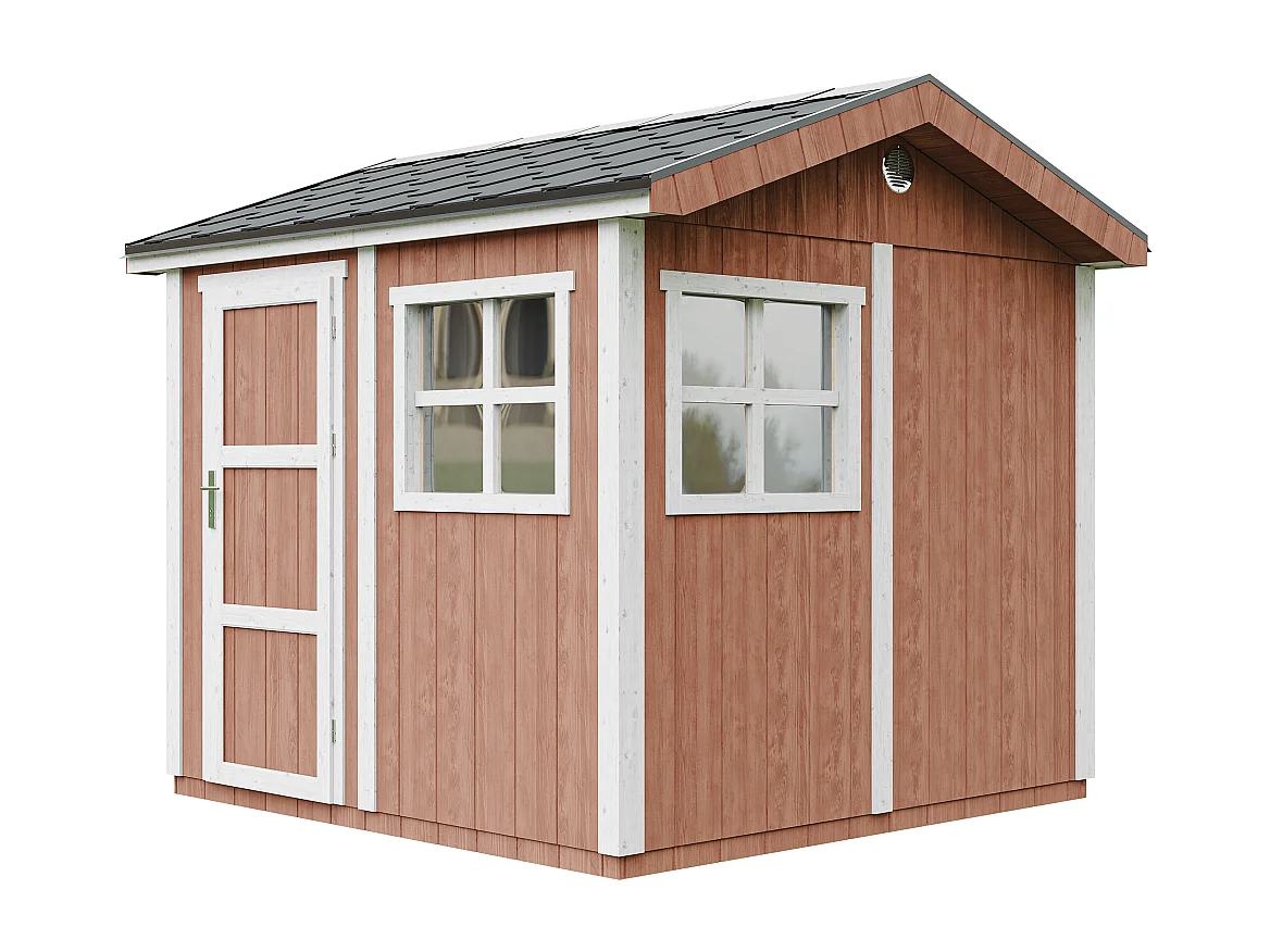 Domek ogrodowy najwyższej jakości - 5,9 m² - H252x250x294 cm - z podłogą i gonty bitumiczne - M913-REDWOOD RED 4920822 - obrazek 1