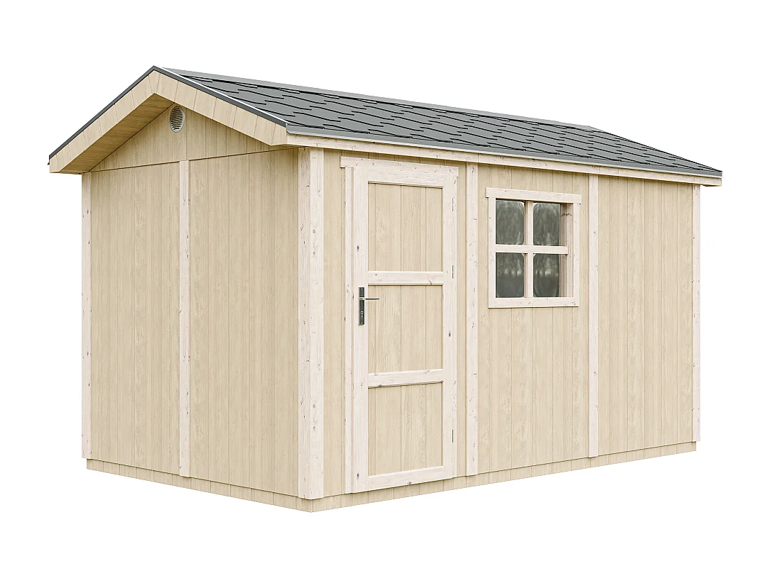 Domek ogrodowy najwyższej jakości - 8,68 m² - H252x250x412 cm - z podłogą i gonty bitumiczne - M914 4920846 - obrazek 1