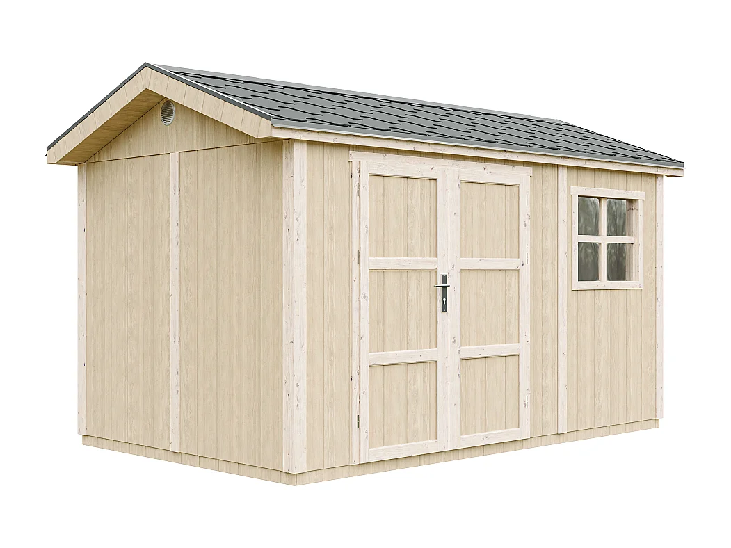 Domek ogrodowy najwyższej jakości - 8,68 m² - H252x250x412 cm - z podłogą i gonty bitumiczne - M914A 4920862 - obrazek 1