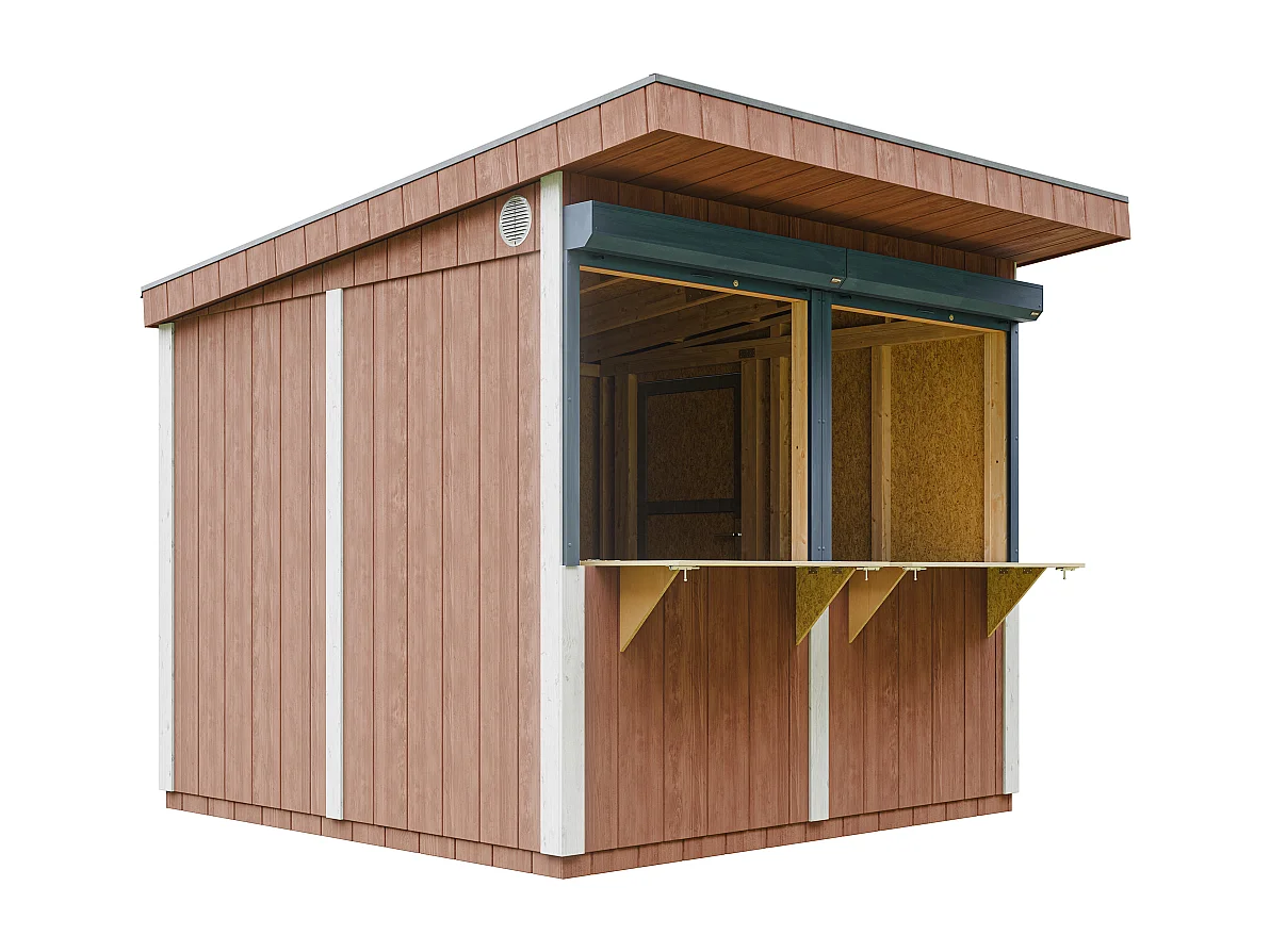 Domek handlowy, kiosk na bazie drewna - 5,9m²- M950-REDWOOD RED 4920883 - obrazek 1