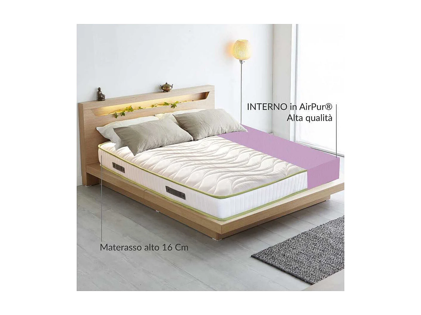 Dream Air Materac H16, z monoblokiem AirPur®, ortopedyczna pianka wodna z poliuretanu, z wysokiej jakości tkaniną antyroztoczową, francuskie 135×190 4923308