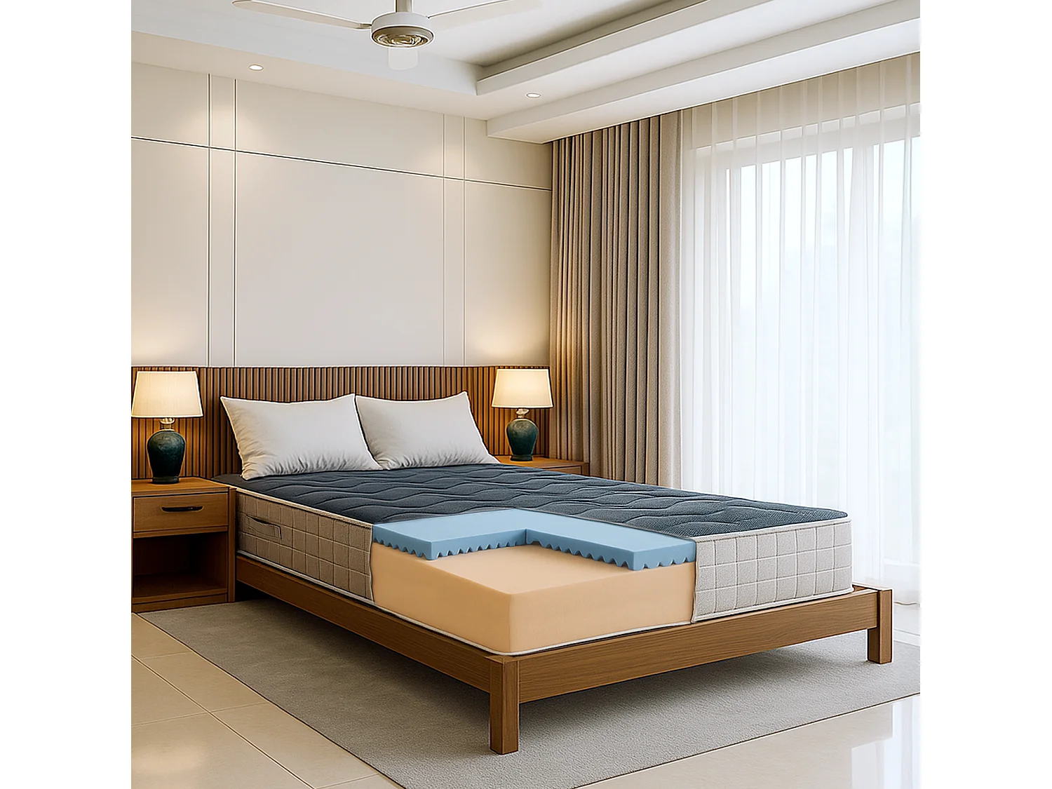 Materac francuski 140×200 Memory Foam 9 stref H25 cm Ortopedyczny Oddychający Hipoalergiczny 4317362