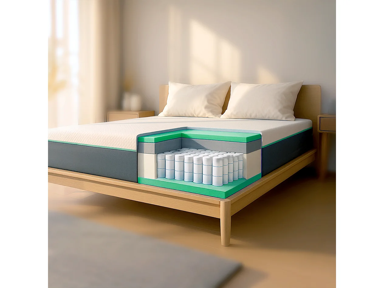 Materac małżeński 160x200 Breeze Memory i sprężyny kieszeniowe | Wys. 25 cm | Wyrób medyczny kl.1 4306581 - obrazek 1