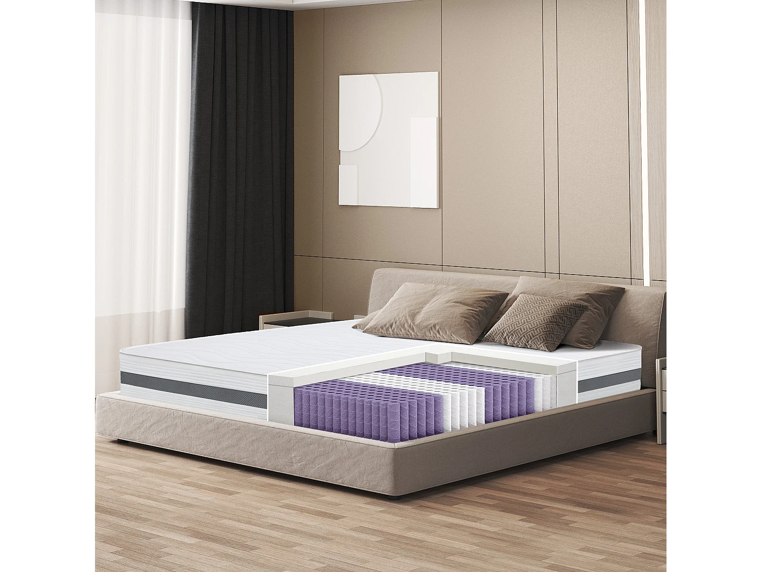 Materac 160 x 200 sprężynowy kieszeniowy | Wysokość 20 cm 3179987 - obrazek 1